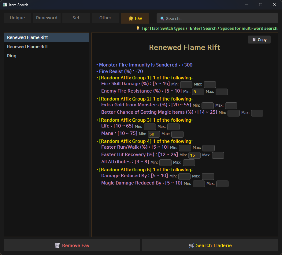 Item Search Screen