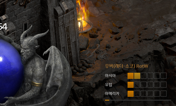 우버디아 진행율 서버별 표시